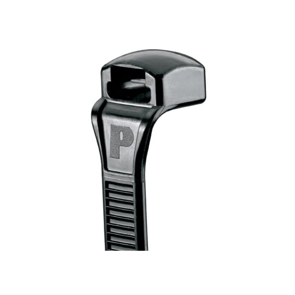 Cable Tie, 4 in L, 1 in Max Bundle Dia., Black, Nylon 6/6, 18 lb Strength, 1000 PK